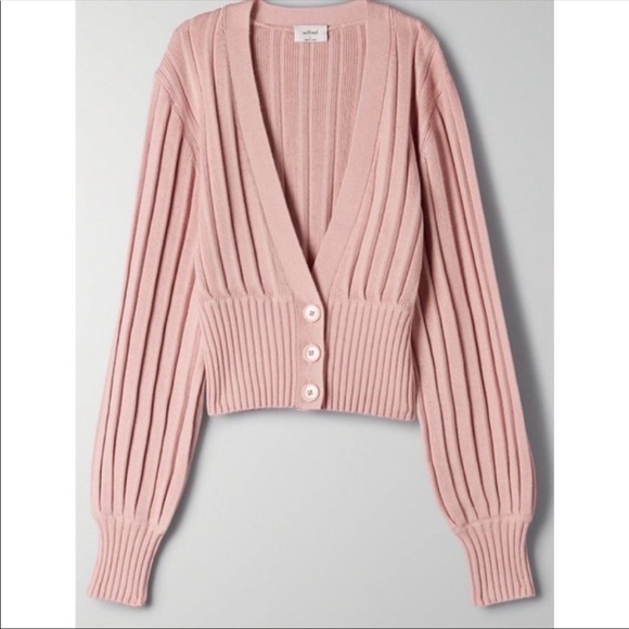 Aritzia Wilfred Plunge Front Cardigan in Palazzo Pink - Picture 2 of 7